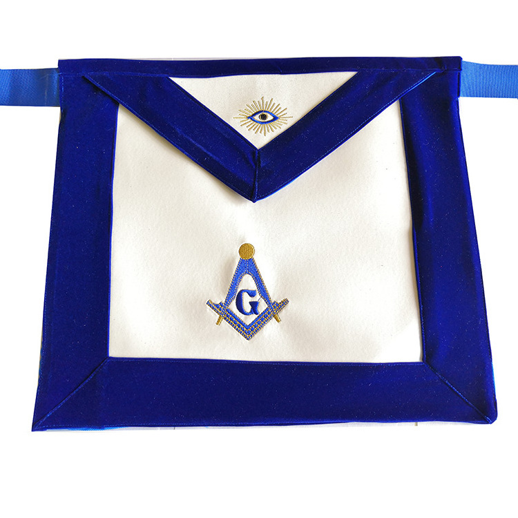 Wholesale Custom Hand Embroidered Logo Blue lodge Masonic Apron ,Full sets Masonic office Apron