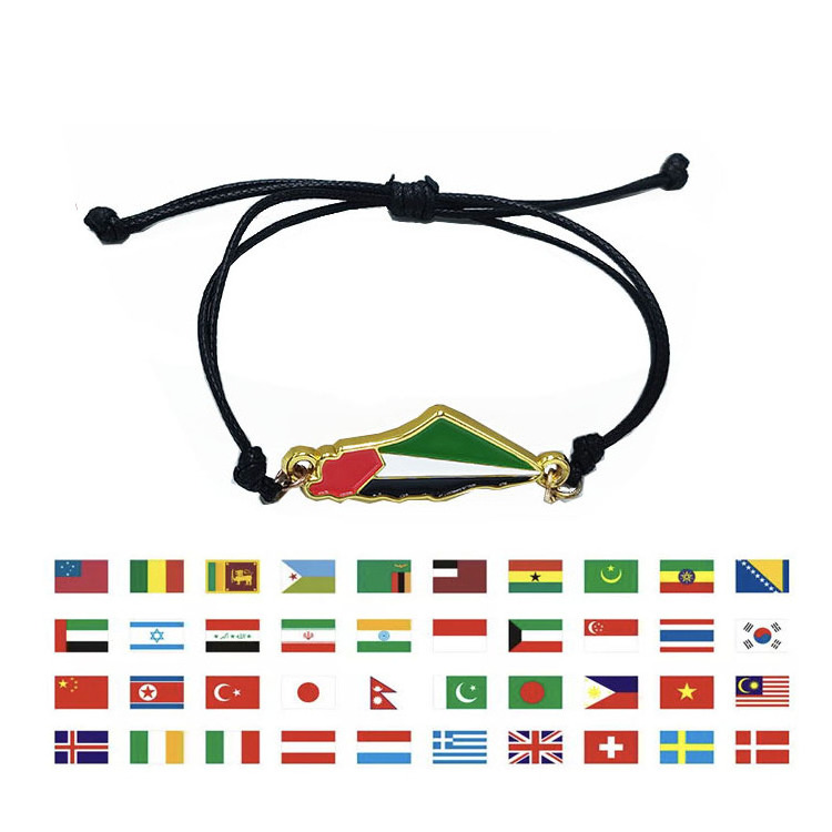 Custom Made Colour Marocco  Syria Iraq Iran  Lebanon Egypt Pakista Palestine Flag Map Bracelet