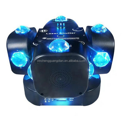 New 16Pcs 10W rotating beam laser moving head light 200W Four Head Rotating Laser Light Full Color LED moving head light