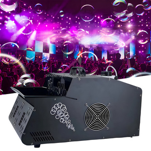 Hot 1500w Dual Wheel Bubble Machine Led Fog Party Equipment 18x3w Rgb Smoke Bubble Machine