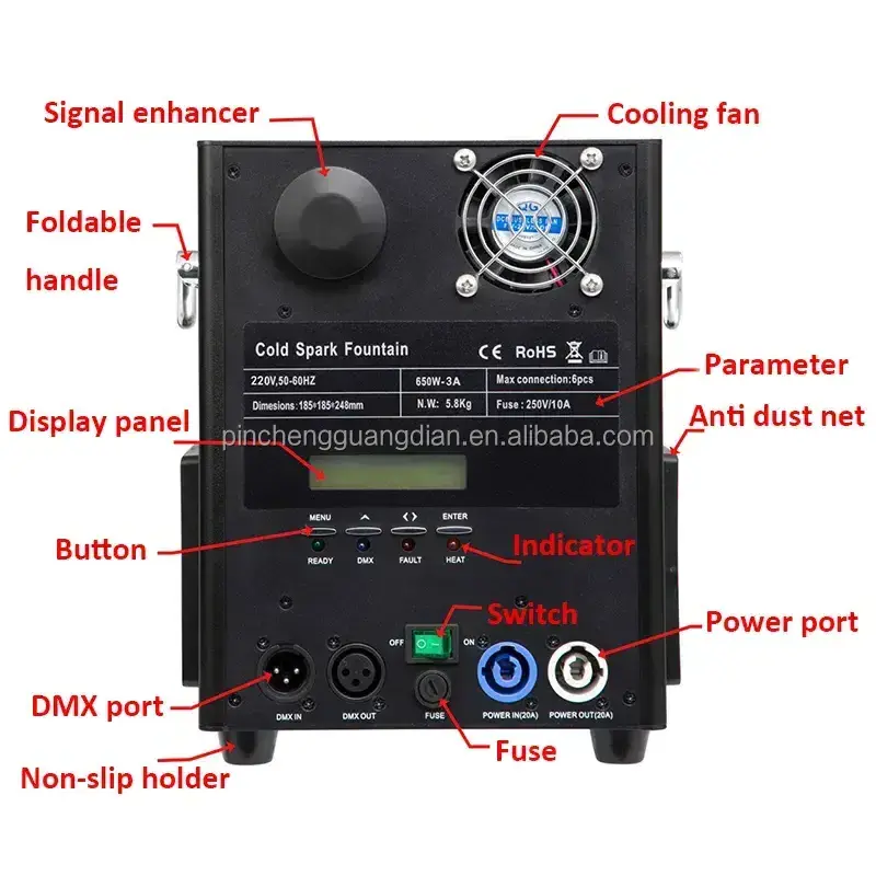 Hot Sale 650W Stage Electronic Flower Spray Machine Dmx Remote Control Wedding Electric Sparklers Fireworks