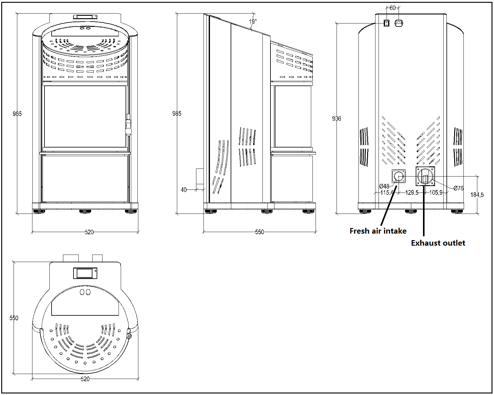 Factory Price Round Glass Pellet Wood Pellet Stove Air Heating Stove