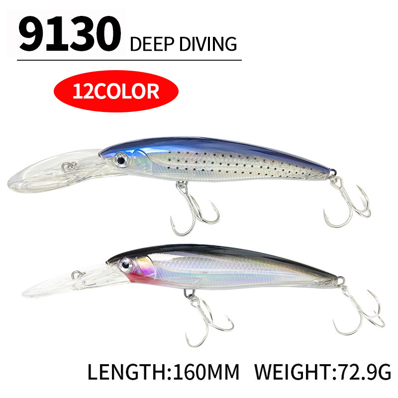 160mm/73g deep sea diving floating minnow trolling boat fishing lure hard plastic artificial bait bass tuna lure