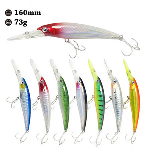 160mm/73g deep sea diving floating minnow trolling boat fishing lure hard plastic artificial bait bass tuna lure