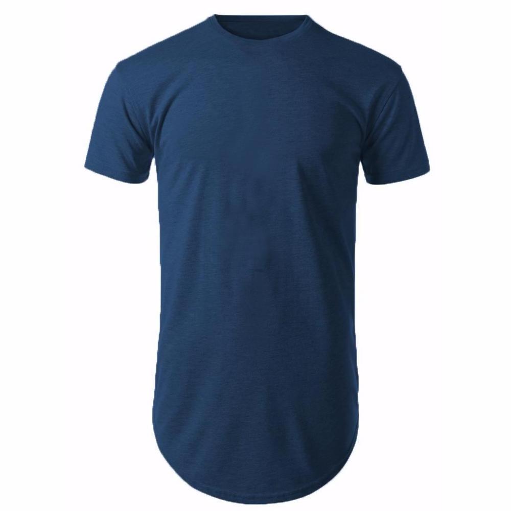 Wholesale Premium Cotton Long Sleeve Gym T-Shirt Curve Hem Oversized Tshirt Gym Men Fitness Sports Solid Color T Shirts