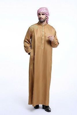 Saudi Fashion Muslim Othaiman Pocket Solid Color Thobe Men Islamic Muslim