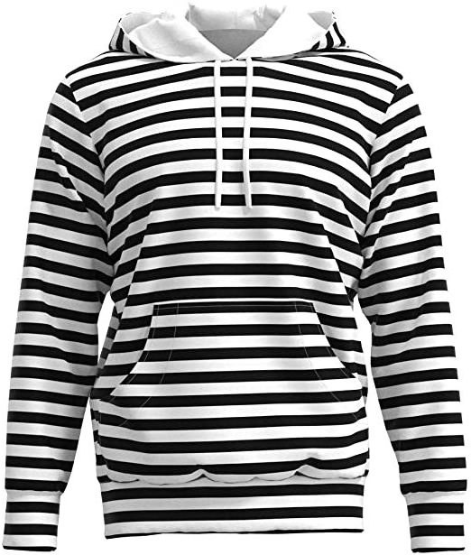 Adult Size Black And White Striped Hoodie Sublimation Striped Pullover Hoodie Striped Zipper Hoodie