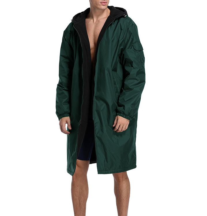 Youth & Adult Swim Parka with Fleece Lining Beach Windproof Warm Soft Fleece/Towel Lined Hooded Swim Parkas Rain Football Coat