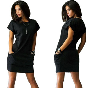 Women T Shirt Dresses latest design casual Summer OEM Factory lady dress custom blank women cotton dress