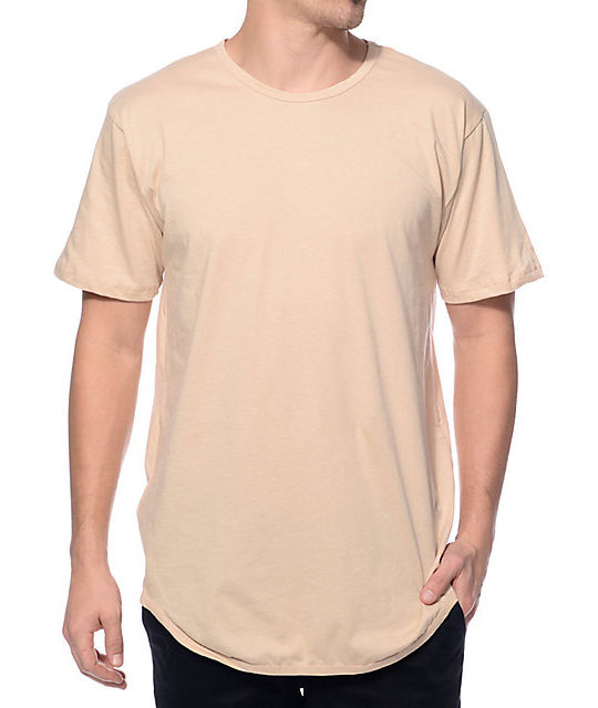 Men's Longline T-Shirt Oversize Blank T-Shirt Men Round bottom long tail t shirt Scoop Neck Tee Long-line Curved Hem T Shirt