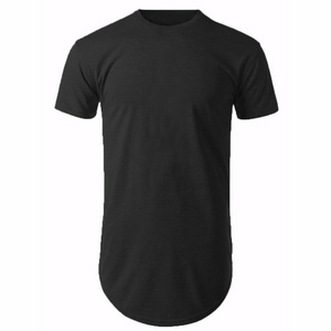 Wholesale Premium Cotton Long Sleeve Gym T-Shirt Curve Hem Oversized Tshirt Gym Men Fitness Sports Solid Color T Shirts