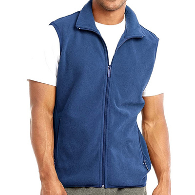 Full Zip Polar Fleece Warm Vest Mens Golf Vest for Outdoor Colorblock Sleeveless Sherpa Fleece Vest with Zip Chest Pocket