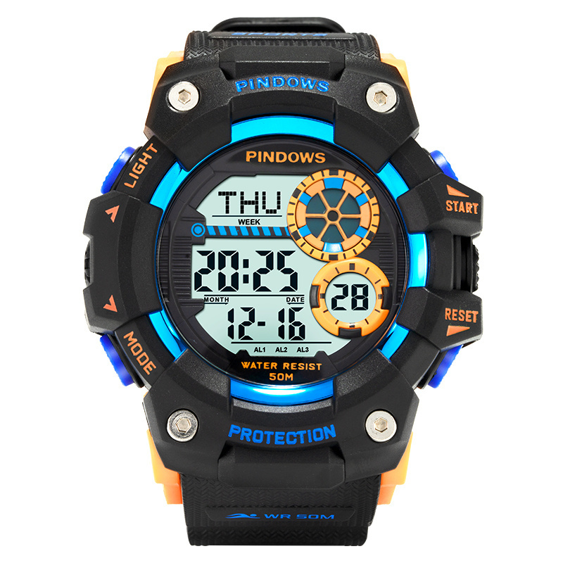 Pasnew Wholesale Luxury Japan Movement LED Display Chronograph More Time Sport Analog Digital Plastic Back Light Digital Watch