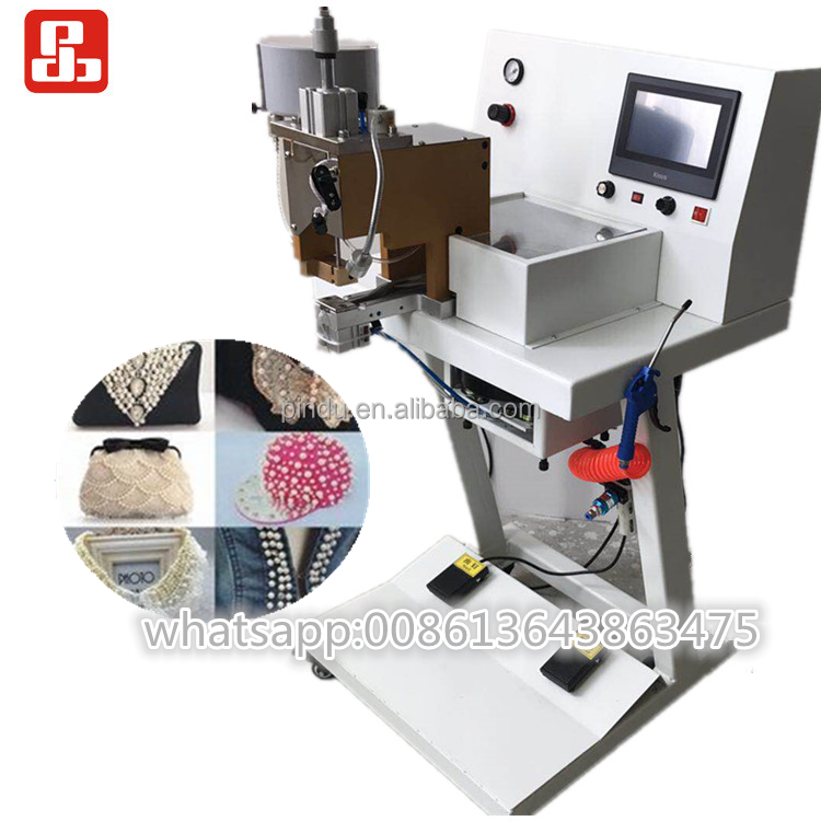 automatic plastic pearl beads coating machine/pearl beads punching attaching machine