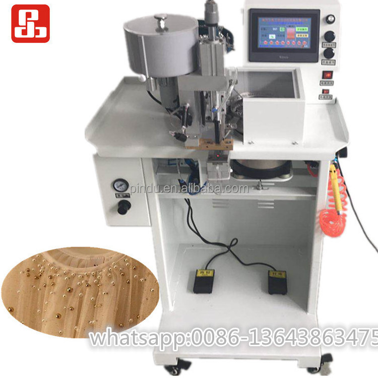 automatic plastic pearl beads coating machine/pearl beads punching attaching machine