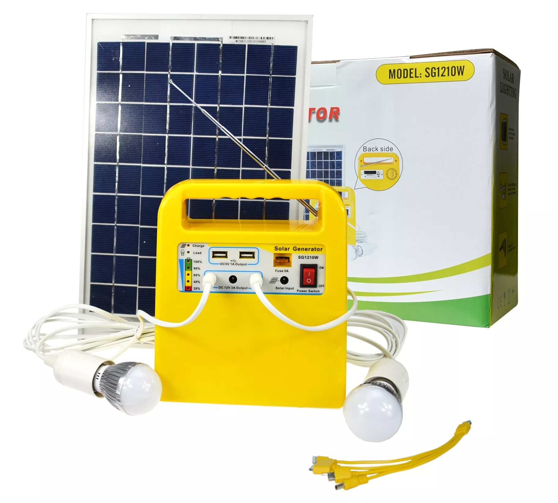 20W 256wh Portable Small MINI Solar Energy System Home Lighting power kit With 3W LED DC Fan for TV, Fan  Light Mobile