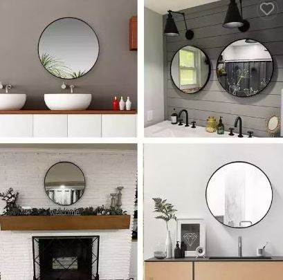 Sell large brass round bathroom decor silver mirror with frame wall mounted metal frame mirror decorative for living room