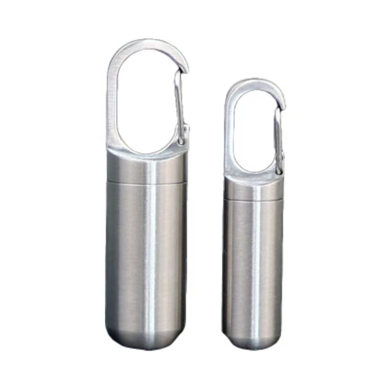 High Quality Waterproof Metal Stainless Steel Custom Brand Name Metal Key chain Pill box