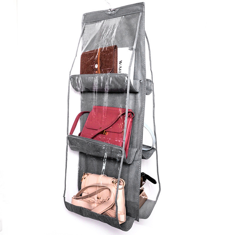 6 slots durable metal hook behind door hanging purse organizer hanging storage bag for handbag