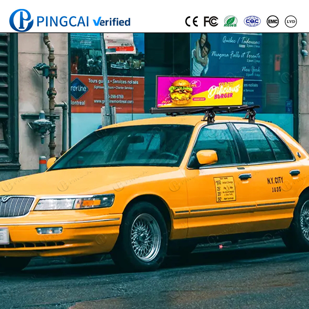 Pingcai High Resolution Taxi Roof Top LED Digital Display Screen P2.5 P2 P5mm Car Led Display for Advertising