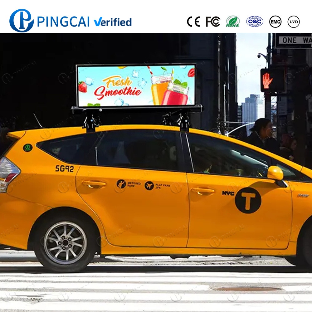 Pingcai High Resolution Taxi Roof Top LED Digital Display Screen P2.5 P2 P5mm Car Led Display for Advertising