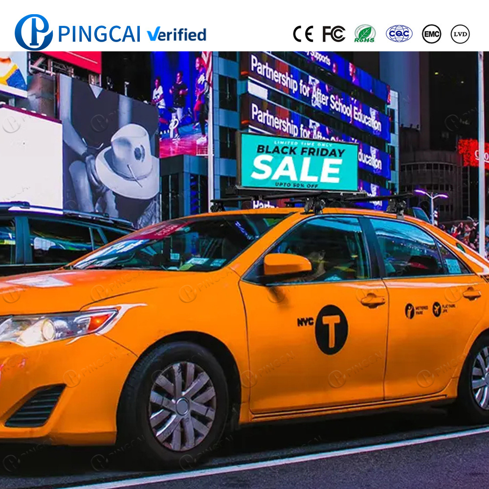 Pingcai High Resolution Taxi Roof Top LED Digital Display Screen P2.5 P2 P5mm Car Led Display for Advertising