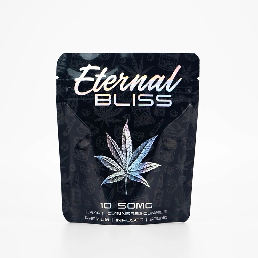 Digital Printed Partial Holographic 50mg edible Hemp Gummy Bag Standing Pouch with Zip lock