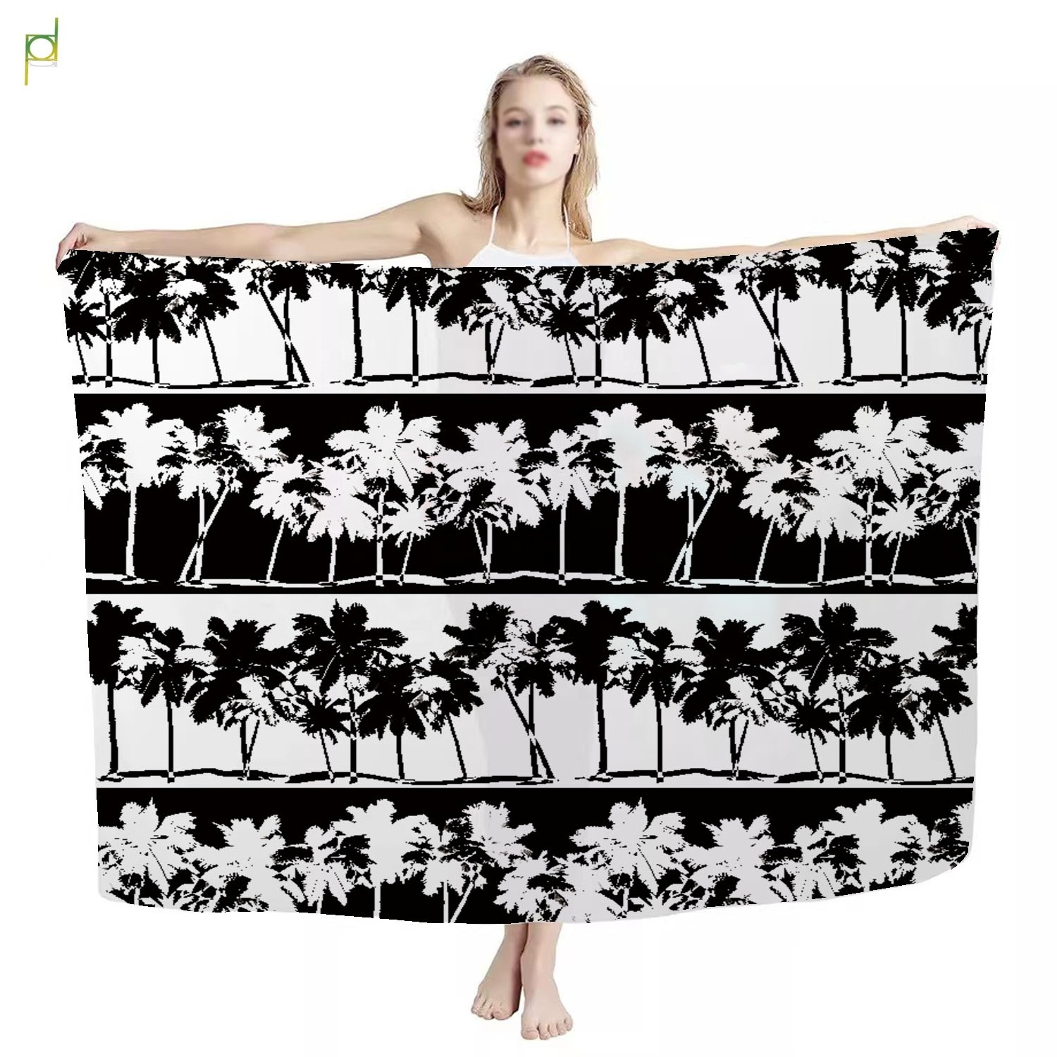 Custom MOQ 1 Wholesale Hawaiian Logo Sarongs Beachwear Floral Print Women Beach Bikini Wrap