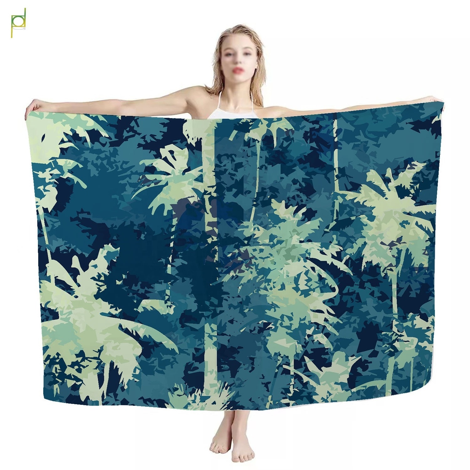 Custom MOQ 1 Wholesale Hawaiian Logo Sarongs Beachwear Floral Print Women Beach Bikini Wrap