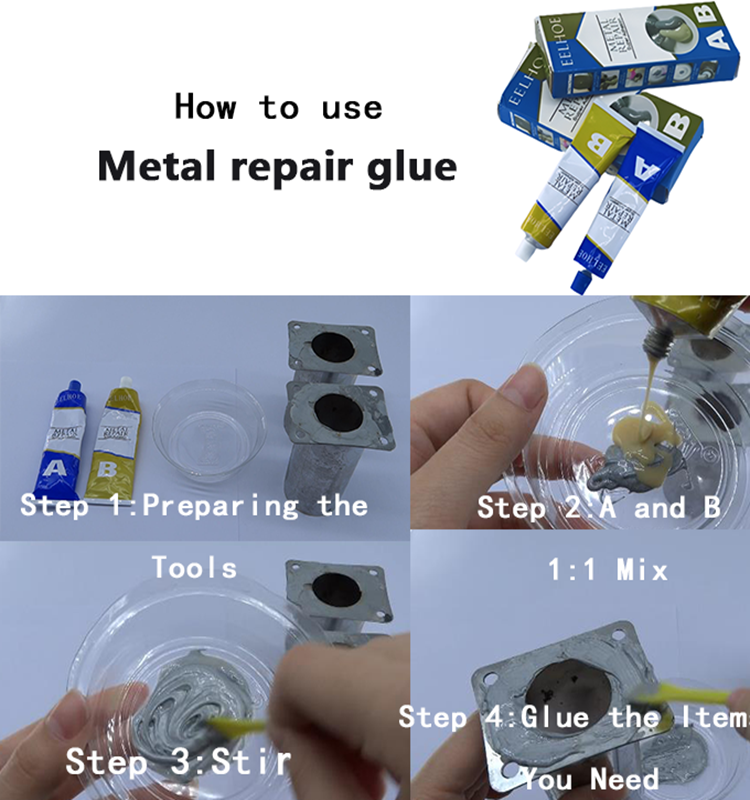 Metal Repair Adhesive AB Glue 2 Bottles Industrial Heat Resistance Weld AB Glue Metal Repair Paste for machine,iron,wood,pl