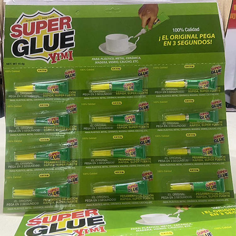 Factory cheap price 1.5g 3g Fast dry 502 Super Glue 12 pieces per cardboard for plastic,rubber, wood,ceramic,metal bonding