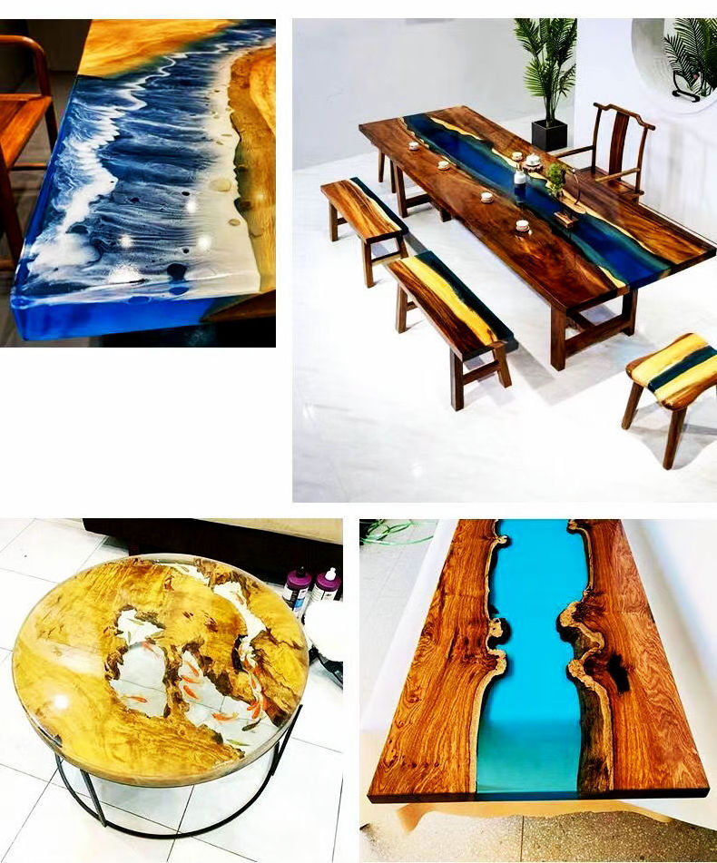 potting adhesive solid wood with epoxy resin white dining counter table tops and wood board