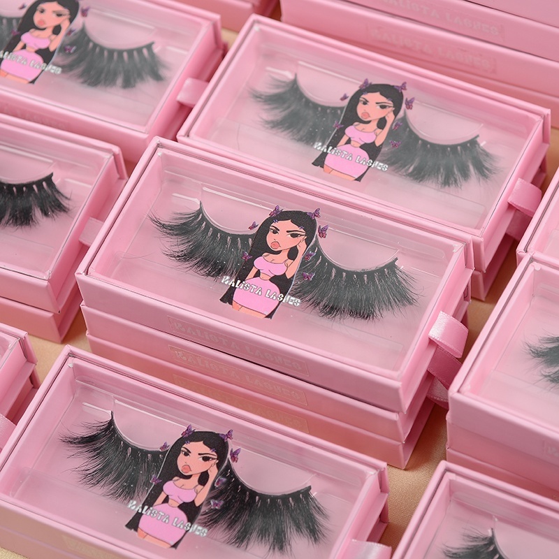 Wholesale private label eye lashes 3d mink 25mm false strip eyelashes with customized packaging own brand box