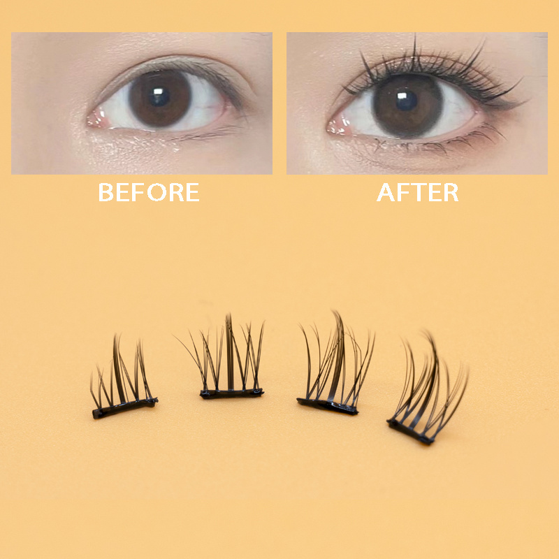 No Glue Eyelashes DIY Clusters Fluffy Individual Lashes with Lash Tweezers Reusable Self Adhesive Lash Clusters