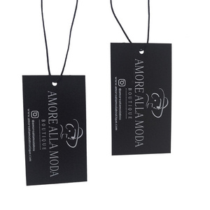 Custom Hang Tags Clothing Tag Custom Clothes Labels Black Card Embossed Swing Ticket With String Clothing Hang Tags For Clothes