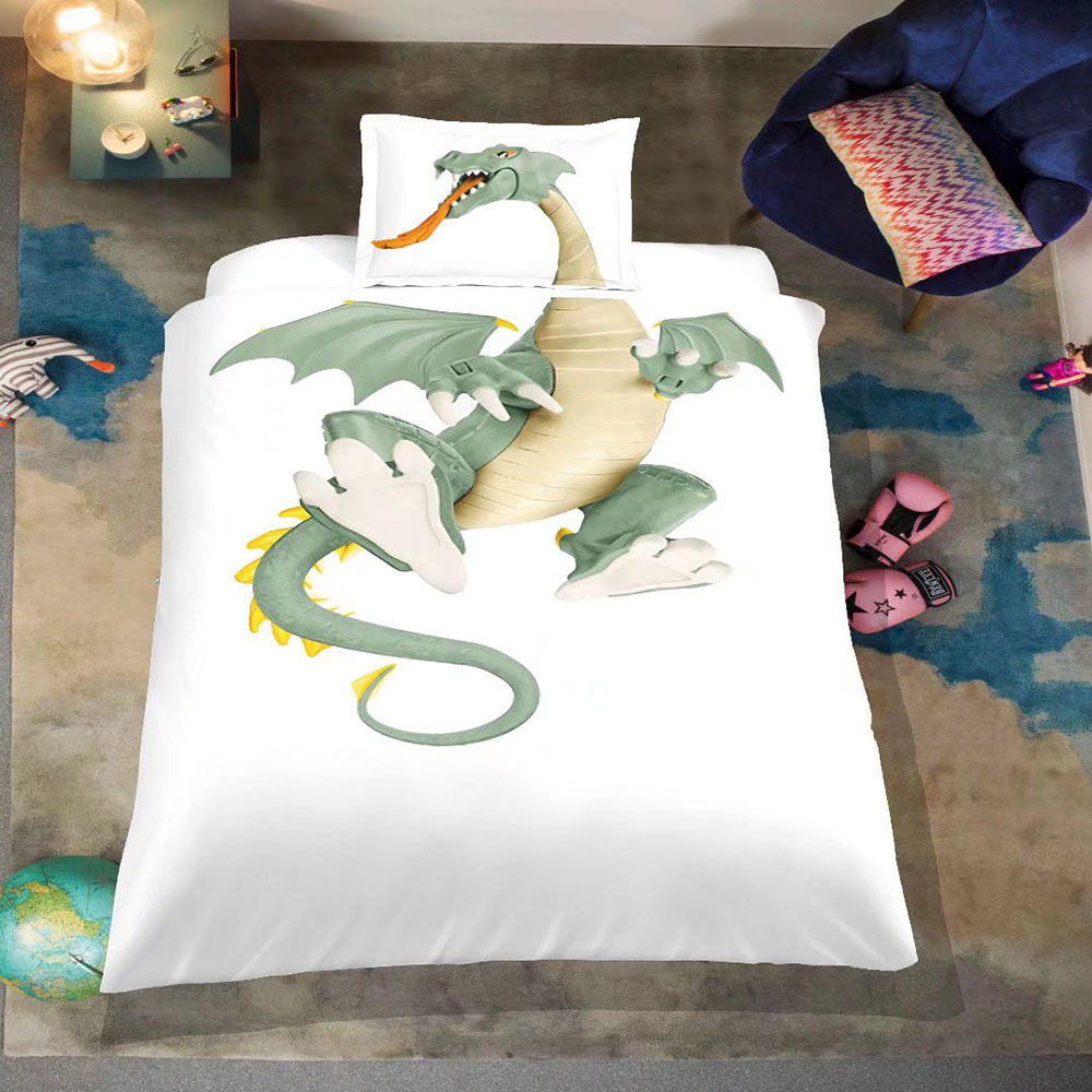 Dragon Bedding Set Dinasor Cartoon Bed Sheet Set For Twin Bed Kids Duvet Cover With Cartoon Characters