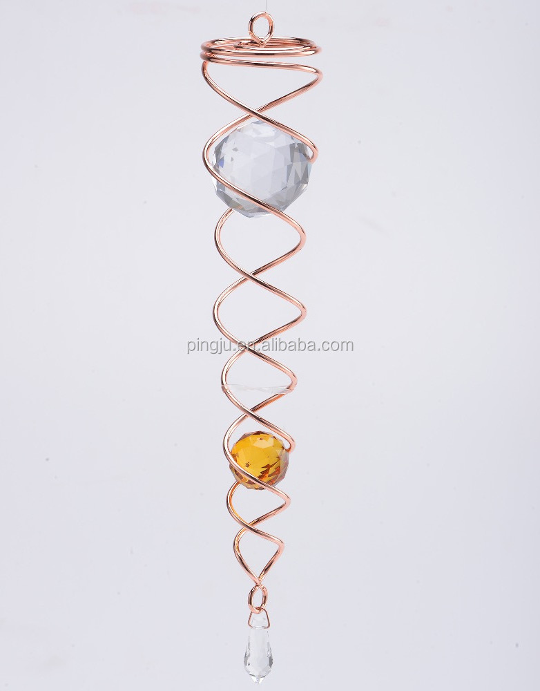 3D Crystal twister spiral- Amber ball for wind spinner