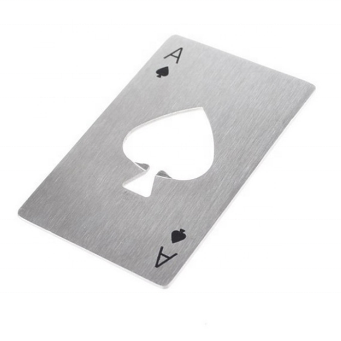 play card shape stainless steel metal beer bottle opener