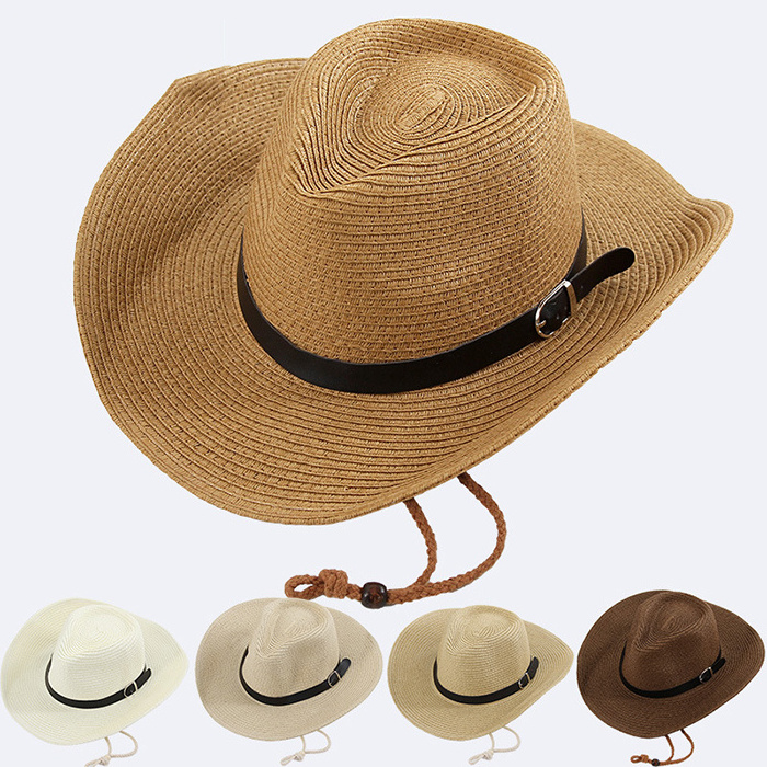 Custom Women Hiking Straw Cowgirl Cowboy Hats and Caps Embroidery Logo