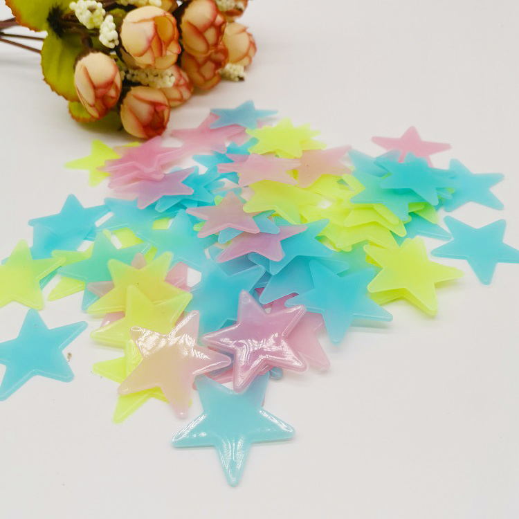 100pcs/pack plastic glow in dark stars luminous fluorescent acrylic decorative wall stickers