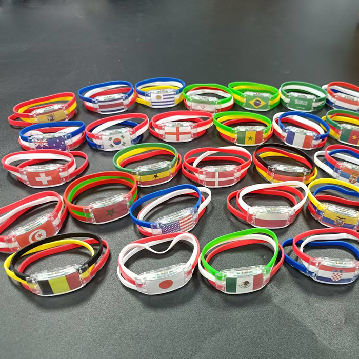 fashion national flag led glow bracelets light up silicone wristbands men