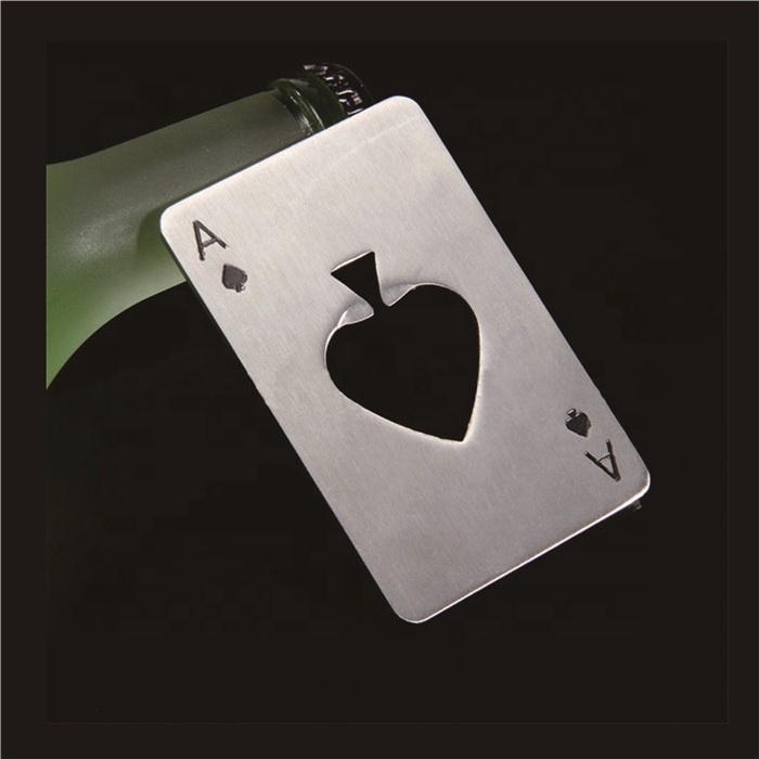 play card shape stainless steel metal beer bottle opener