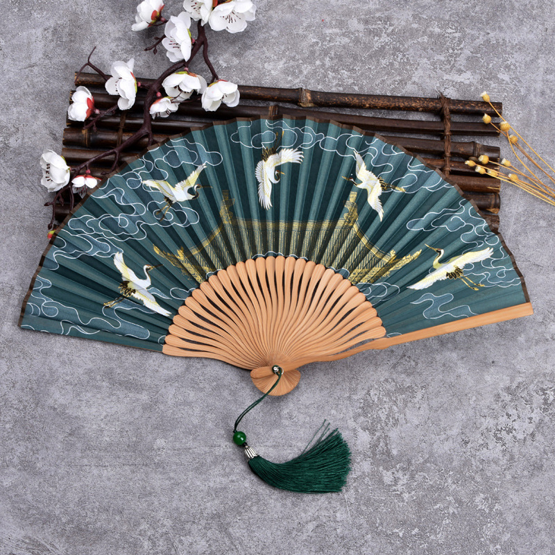 chinese vintage folding silk hand fans bamboo frames handheld fans