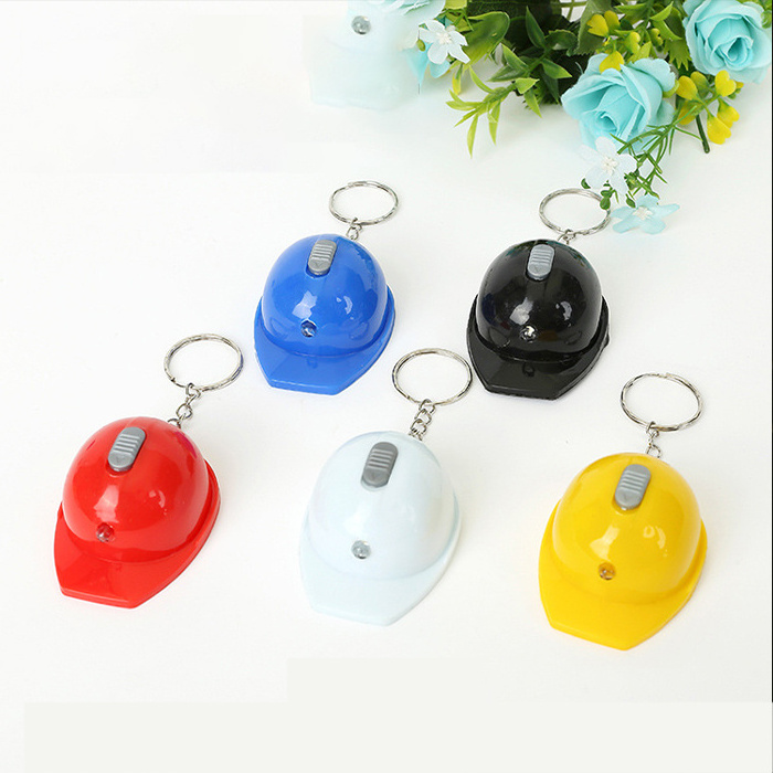 PVC Mini Safety Helmet Custom Beer Bottle Opener Keychain LED Light with Logo