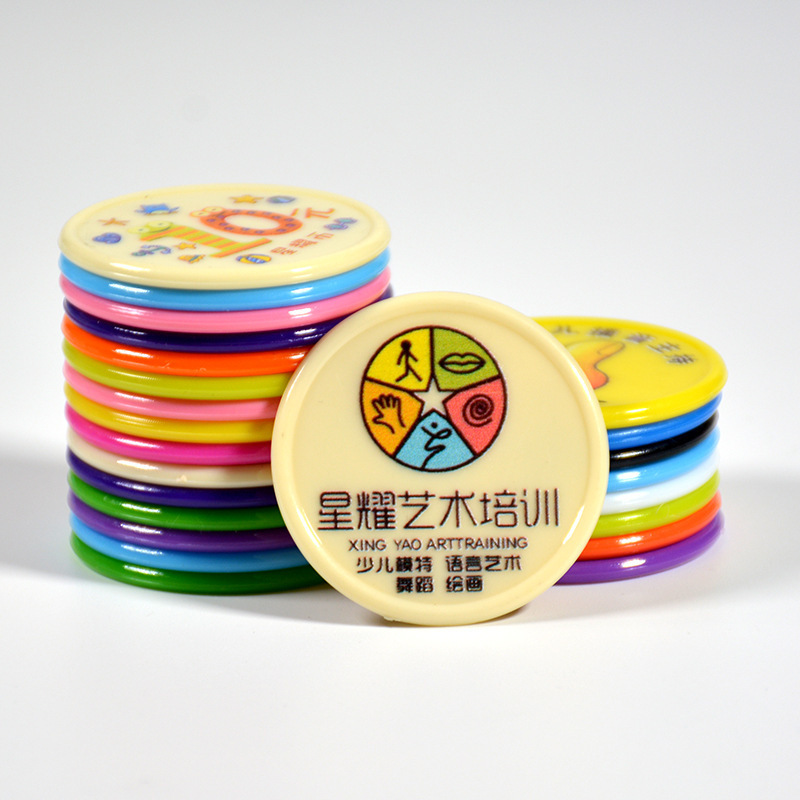 custom printed double sides number plastic game token coins blanks 37mm