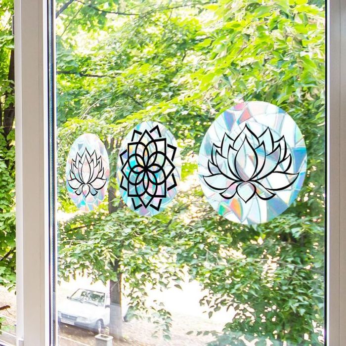 Custom Non-Adhesive Stained Glass Window Decals Vinyl Sun Catcher Sticker