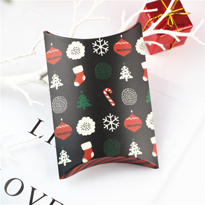 stock custom paper christmas gift candy packaging pillow box