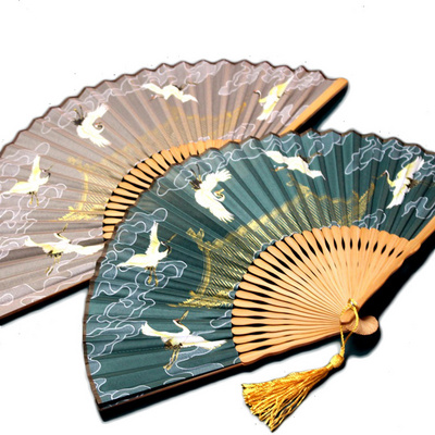 chinese vintage folding silk hand fans bamboo frames handheld fans