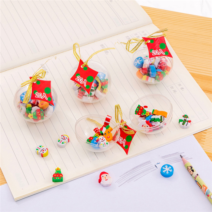 wholesale christmas gift ball 20pcs erasers for children kids prize