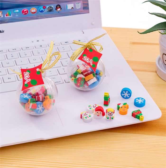 wholesale christmas gift ball 20pcs erasers for children kids prize